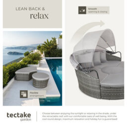 Tectake Sun Lounger Santorini - Modular Garden Furniture Set With Shade Canopy  - Grey - thumbnail 4