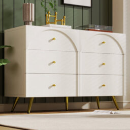 Matteo Cream White 6-Drawer Sideboard Cabinet - 120Cm Wide - thumbnail 6