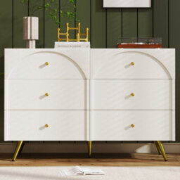 Matteo Cream White 6-Drawer Sideboard Cabinet - 120Cm Wide - thumbnail 7