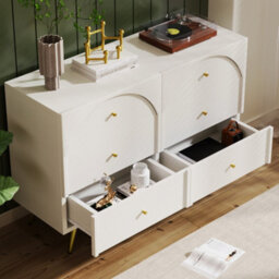 Matteo Cream White 6-Drawer Sideboard Cabinet - 120Cm Wide - thumbnail 5