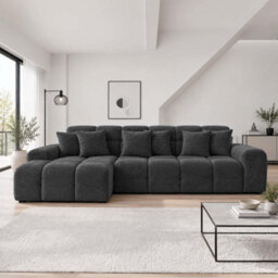 Furnishings For Less UK Jenson Black Left Hand Facing Plush Velvet Corner Sofa With Chaise - thumbnail 4