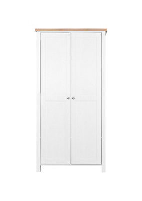 Timber Art Design Astbury 2 Door Double Wardrobe White And Oak Bedroom Furniture - image 1