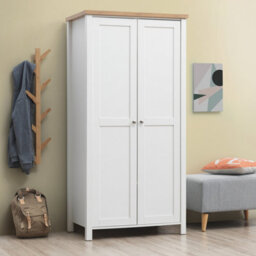 Timber Art Design Astbury 2 Door Double Wardrobe White And Oak Bedroom Furniture - thumbnail 8