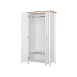 Timber Art Design Astbury 2 Door Double Wardrobe White And Oak Bedroom Furniture - thumbnail 3