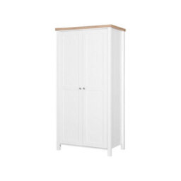 Timber Art Design Astbury 2 Door Double Wardrobe White And Oak Bedroom Furniture - thumbnail 2