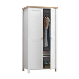 Timber Art Design Astbury 2 Door Double Wardrobe White And Oak Bedroom Furniture - thumbnail 4