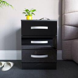 Lassic Vida Designs Hulio Black 3 Drawer Bedside Cabinet (H)560mm (W)400mm (D)360mm - thumbnail 3