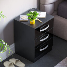 Lassic Vida Designs Hulio Black 3 Drawer Bedside Cabinet (H)560mm (W)400mm (D)360mm - thumbnail 6