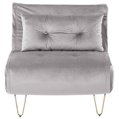 Beliani Single Sofa Bed Vestfold Velvet Grey - image 1