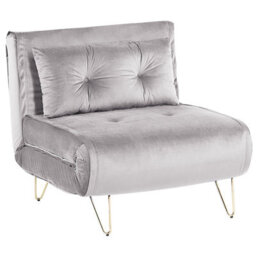 Beliani Single Sofa Bed Vestfold Velvet Grey - thumbnail 5