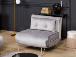 Beliani Single Sofa Bed Vestfold Velvet Grey - thumbnail 2