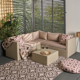 Ohs Tuscany 5 Seater Rattan Garden Sofa Set Patio Table L Shape Settee - thumbnail 1