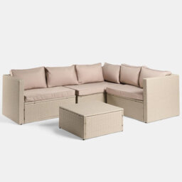 Ohs Tuscany 5 Seater Rattan Garden Sofa Set Patio Table L Shape Settee - thumbnail 5