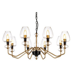 Luminosa Lighting Elstead Armand 8 Light Chandelier, Aged Brass, Glass Shade - thumbnail 1