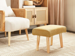 Beliani Fabric Footstool Yellow Takoma Ii - thumbnail 2