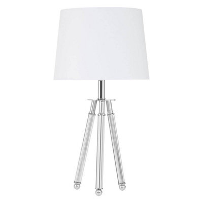 Orsina Chrome Tripod Accent Lamp With Crystal Legs, Silver Table Light, Minimalist Polished Chrome Lighting Piece - image 1