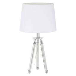 Orsina Chrome Tripod Accent Lamp With Crystal Legs, Silver Table Light, Minimalist Polished Chrome Lighting Piece - thumbnail 2