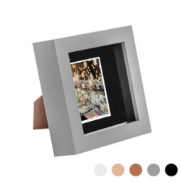 "Nicola Spring 4 X 4"" Photo Frame - Grey/black Mount - 3D Photo Frame Picture Frame Box Portrait Display Case (12.5 X 12.5Cm)" - thumbnail 1