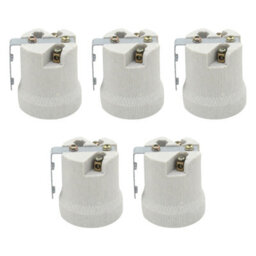 5 Pack Ceramic E27 Lamp Holder Heat Resistant Light Bulb Socket Base 250V 60W Ceiling Pendant Or Wall Light Fitting