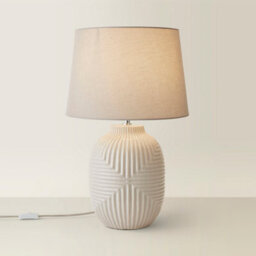 Valuelights Harrison Tapered Lamp Shade Grey Geometric Ribbed Pattern Gloss Large Table Lamp - thumbnail 1