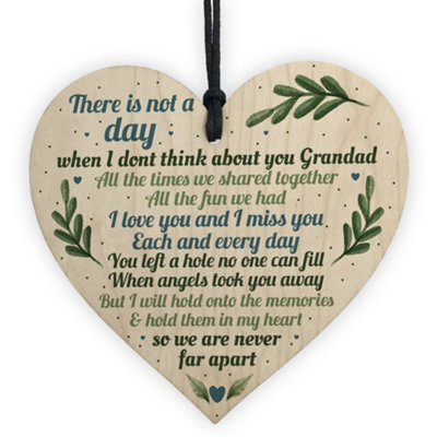 Red Ocean Grandad Grave Memorial Grave Plaque Tribute Sign Wooden Heart Dad Birthday Gifts For Him - image 1