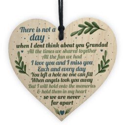 Red Ocean Grandad Grave Memorial Grave Plaque Tribute Sign Wooden Heart Dad Birthday Gifts For Him - thumbnail 1