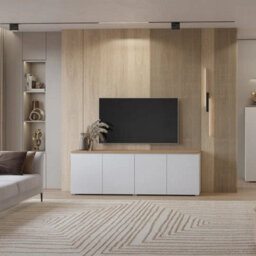 Arte Modo Sideboard Cabinet 200 Cm - White And Oak Storage With Sleek Handleless Design - thumbnail 6