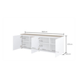 Arte Modo Sideboard Cabinet 200 Cm - White And Oak Storage With Sleek Handleless Design - thumbnail 4