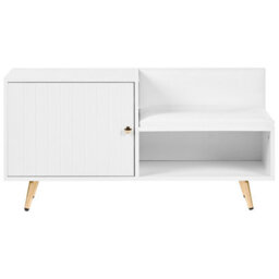 Wyld And Coco Novahome White Shoe Storage Bench With 2 Concealed Compartments And Gold-Tone Metal Legs - thumbnail 1