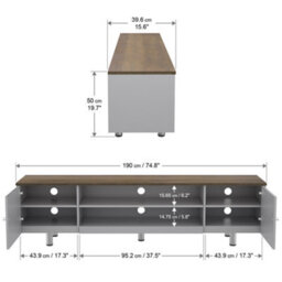 "Avf Whitesands 1.9M Tv Stand, For Tvs Up To 85"" - Satin Grey & Wood" - thumbnail 6