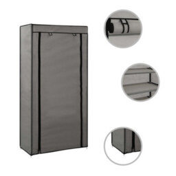 Walplus Shoe Cabinet With Cover Grey 58X28X106 Cm Fabric - thumbnail 2