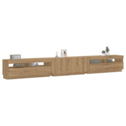 Berkfield Tv Cabinet With Led Lights Artisan Oak 300X35X40 Cm Engineered Wood