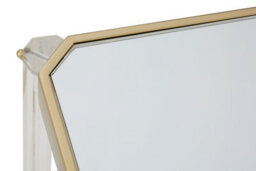 Orsina Reflective Gold Finish Frame Side Table With Mirrored Top, Contemporary Clear Acrylic Frame Bedside Table - thumbnail 6