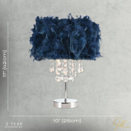 Happy Homewares Chandelier Style Midnight Blue Feather Table Lamp With Waterfall Drops - thumbnail 5