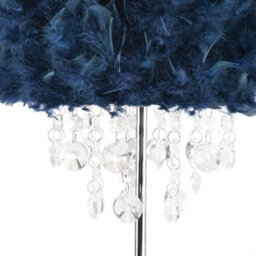 Happy Homewares Chandelier Style Midnight Blue Feather Table Lamp With Waterfall Drops - thumbnail 3