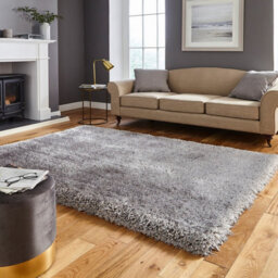 Silver Plain Shaggy Handmade Modern Easy To Clean Rug For Bedroom Dining Room Living Room -150Cm (Circle) - thumbnail 2