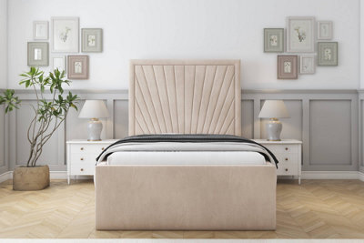 "Sloomy Somerset Sand Naples Deep-Sided Bed Frame With 50"" Upholstered Headboard 6' Super King" - image 1