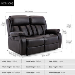 More4Homes Chester Electric High Back Luxury Bond Grade Leather Recliner 2 Seater Sofa (Brown) - thumbnail 9