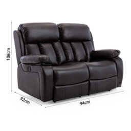 More4Homes Chester Electric High Back Luxury Bond Grade Leather Recliner 2 Seater Sofa (Brown) - thumbnail 8