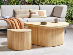 Beliani Set Of 2 Coffee Tables Salanti Rattan Natural With Storage - thumbnail 2