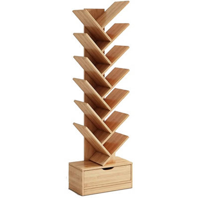 14 Tier Tree Bookshelf Tall Floor Standing Bookcase For Living Room - image 1