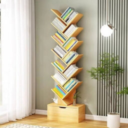 14 Tier Tree Bookshelf Tall Floor Standing Bookcase For Living Room - thumbnail 6