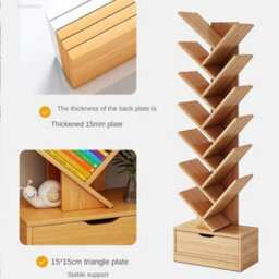 14 Tier Tree Bookshelf Tall Floor Standing Bookcase For Living Room - thumbnail 5