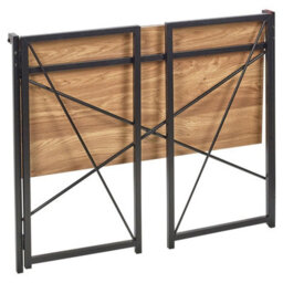 Oak Wooden Folding Table Steel Legs Computer Work Office Desk Rectangle Bedroom - thumbnail 4