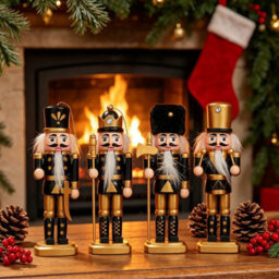 Amorly 4Pcs Mini Nutcracker Christmas Ornaments, Black Golden Wooden Soldier Nutcracker Hanging Decorations For Xmas Tree Home Decor - thumbnail 3