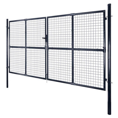 Berkfield Modern Mesh Garden Gate Galvanised Steel 289X175 Cm Grey - image 1
