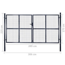 Berkfield Modern Mesh Garden Gate Galvanised Steel 289X175 Cm Grey - thumbnail 9