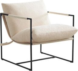 MCC Direct Boucle Fabric Lounge Chair With Metal Frame Upholstered Accent Chair Luca White - thumbnail 3