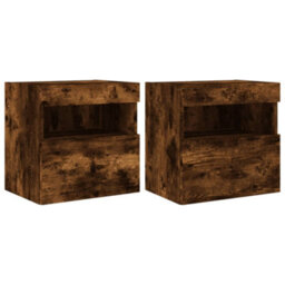 Berkfield Durable Tv Wall Cabinets With Led Lights 2 Pcs Smoked Oak 40X30X40 Cm - thumbnail 1