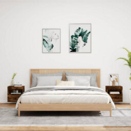Berkfield Durable Tv Wall Cabinets With Led Lights 2 Pcs Smoked Oak 40X30X40 Cm - thumbnail 4
